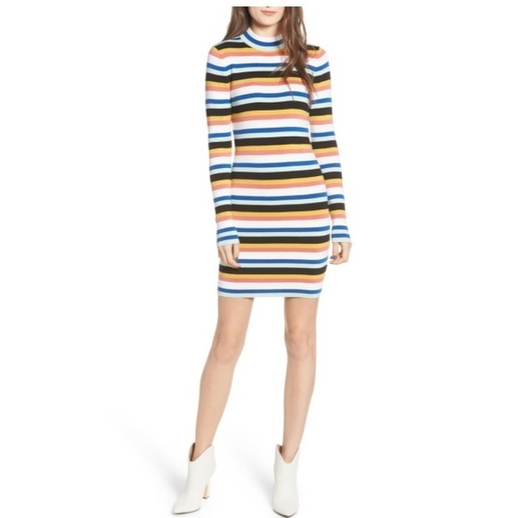 bp Dresses & Skirts - BP. Stripe Mock Neck Sweater Dress Size L, NWT